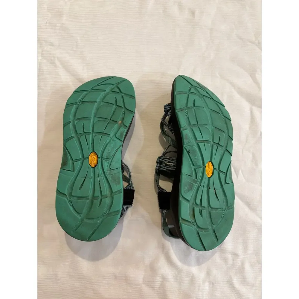 Chaco ZX/2 Toe Loop Sport Strappy Sandals Women's 7 Blue Two Tone Chevron Stripe